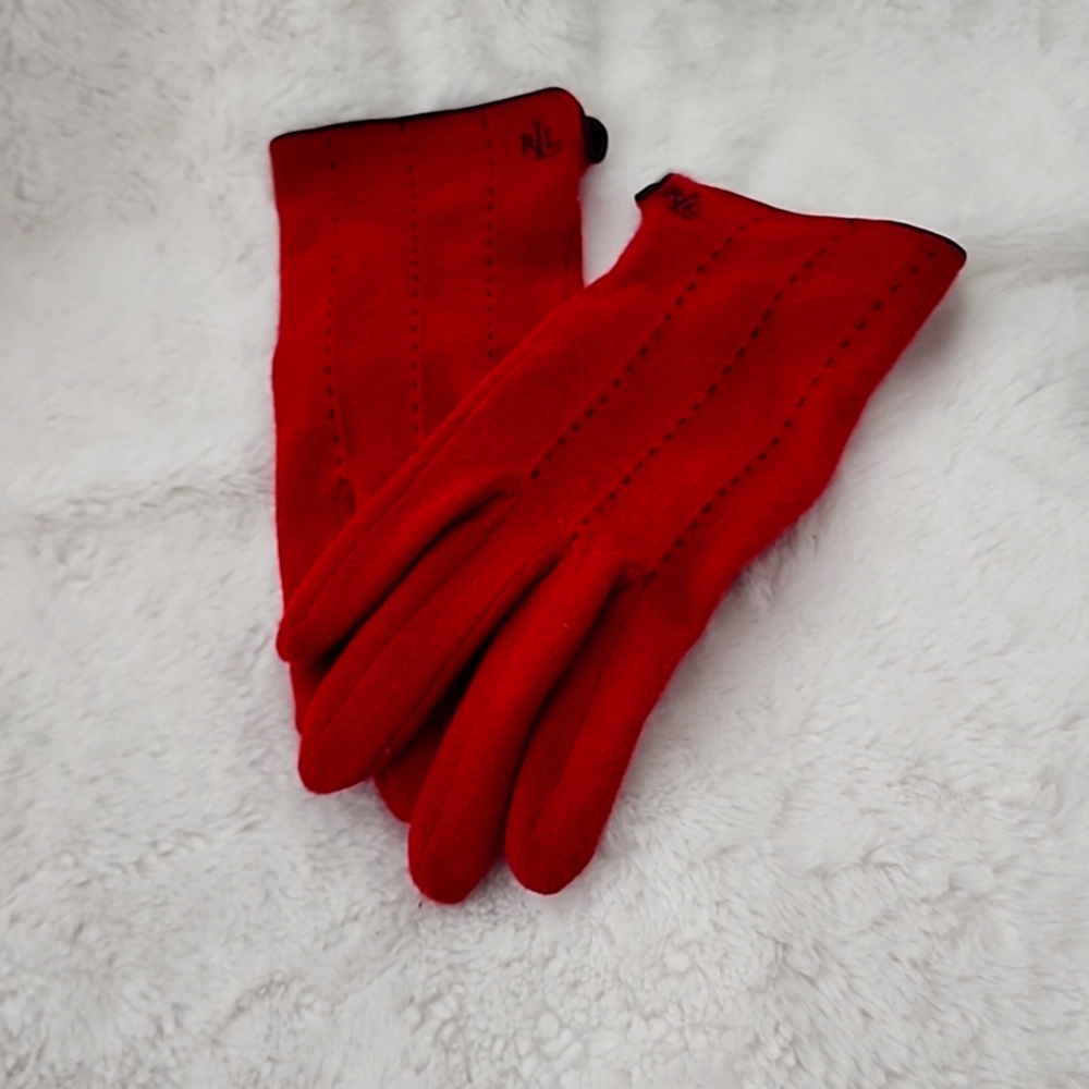 Lauren Ralph Lauren red cashmere gloves womens XL